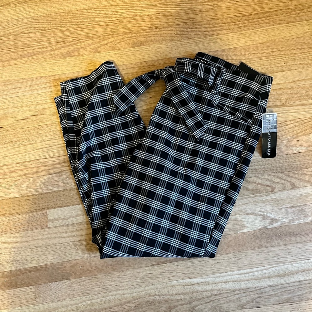Black and White Plaid Dress Pants